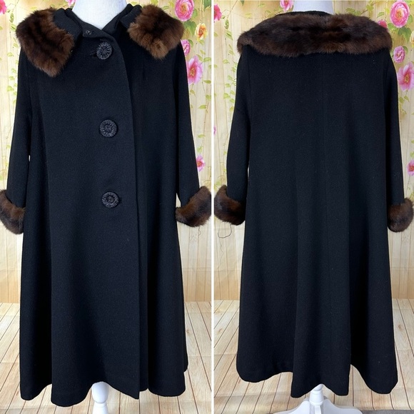 Vintage Jackets & Blazers - VINTAGE Wool and Mink Fur Coat
